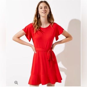 NWT Petite Tie Waist Flounce Dress 12P